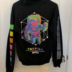 Fashion Nova NASA black and colorful hoodie sweater